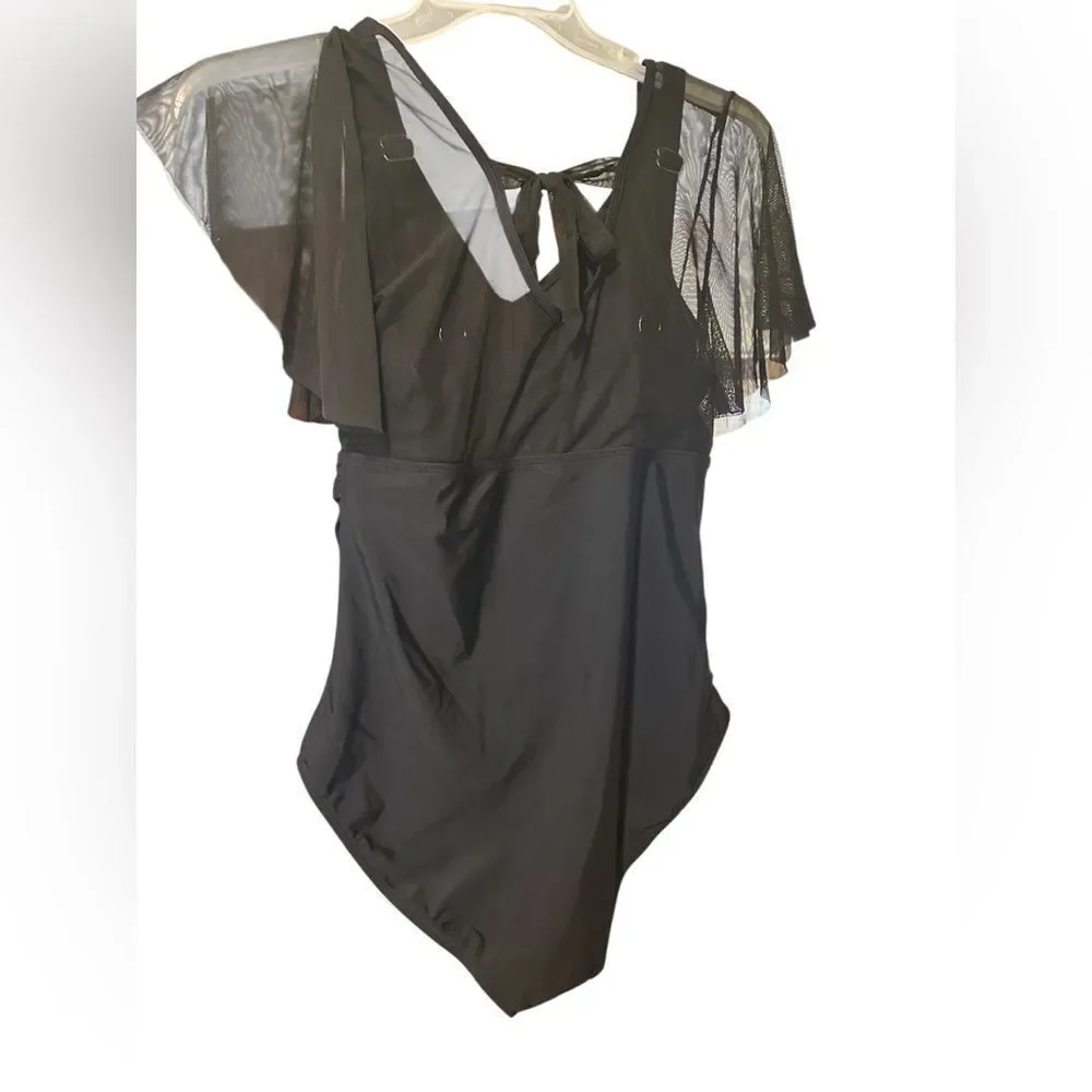 NWT BloomChic Black Swimsuit with Sheer Detail